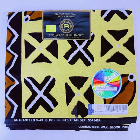 Phoenix Hitarget Wax Block Prints Fabric NEW 100% Cotton Geometric Brown Black - Picture 1 of 12